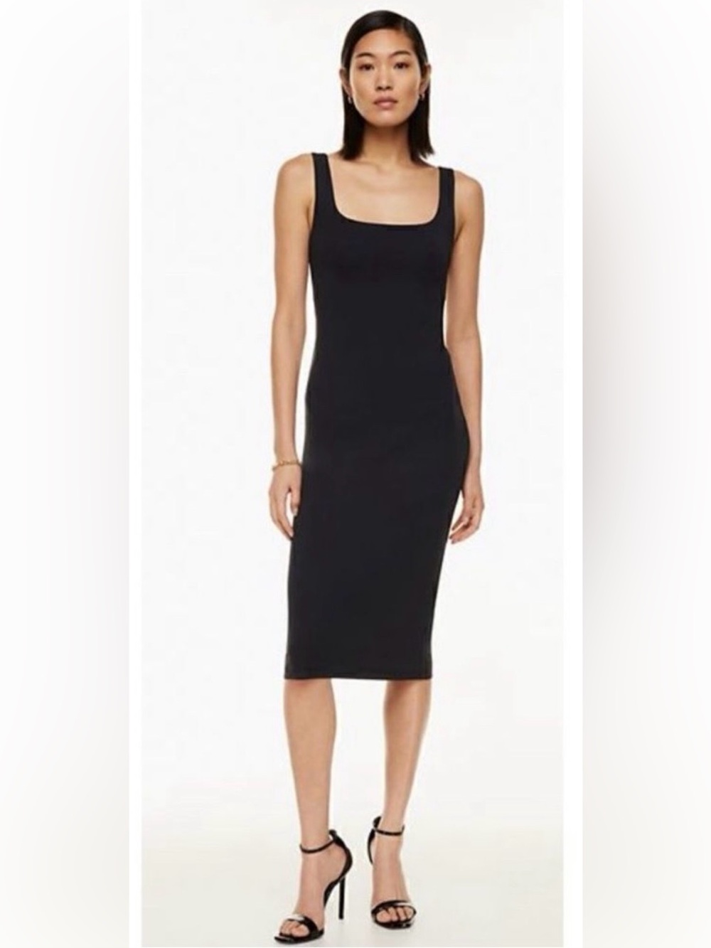 BABATON ARITZIA Black Square-Neck Midi Dress - Women's Classic Sheath